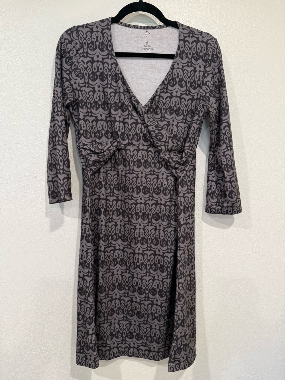 Prana Charcoal Patterned Wrap Dress